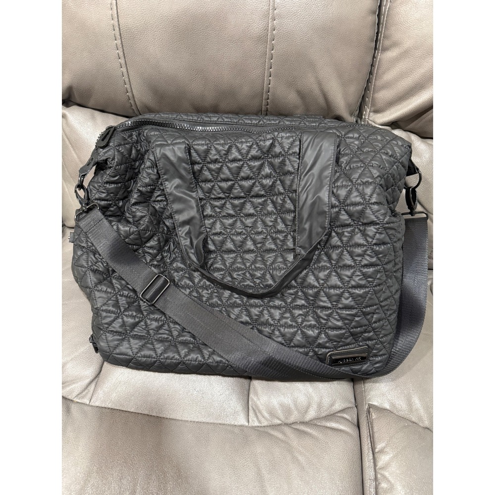 Kyodan Black Quilted Puffer Duffel Bag Weekender Gym Travel Crossbody Strap